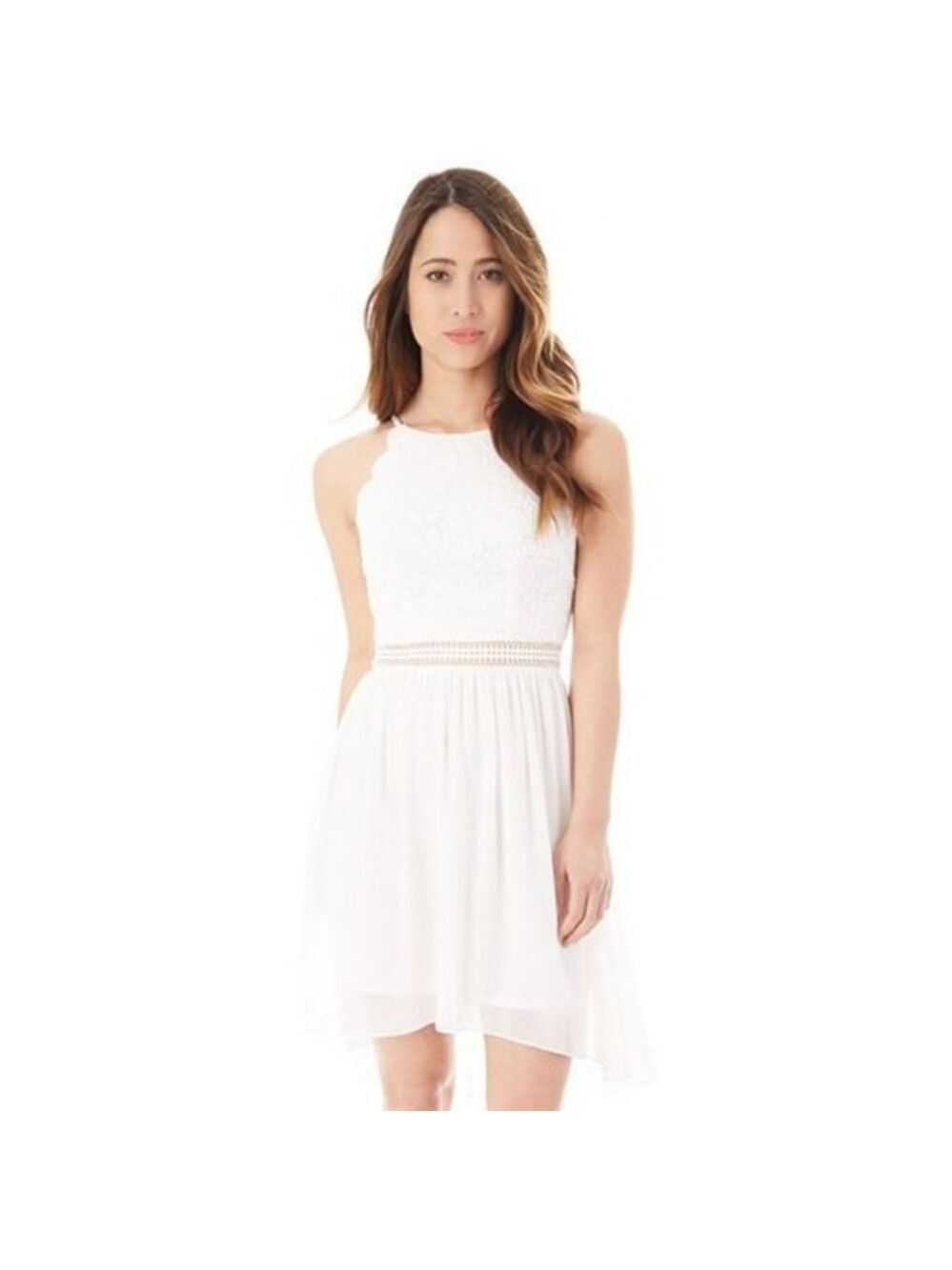 IZ BYER White Lace Eyelet Halter Dress Sz Junior’s 5